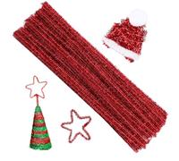 100 Pieces Pipe Cleaners Chenille Stem, Glitter Red Pipe Cleaners for DIY Arts Crafts Decorations (Glitter Red)