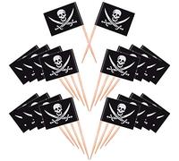 100 Pieces Pirate Cocktail Toothpicks Flags Cake Toppers for Food, Appetizer, Cocktail, Cupcake Decoration for Kids Halloween Birthday Party Decorations (100)