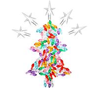 100 Pieces Plastic Christmas Tree Bulbs and 5 Stars Replacement Tree Bulbs for Ceramic Christmas Tree Decorations (3.8 mm Diameter, Assorted Color)