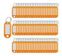 100 Pieces Plastic Keyring Tags Key Rings with Labels Portable Key Fobs ID Luggage Name Tags with Split Keyring Keychain Key Labels (Orange)