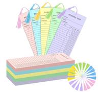 100 Pieces Reading List Bookmark with Tassels, 3 x 8 Inch 5 Colors Personal Libraries Cards 20 Pieces Tassels for Reading Lovers Kids Students Teachers(Pastel)