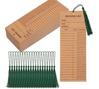 100 Pieces Reading List Bookmark with Tassels, 3 x 8 Inch Kraft Personal Libraries Cards 20 Pieces Tassels for Reading Lovers Kids Students Teachers