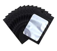 100 Pieces Resealable Polyester Film Food Storage Bags with Clear Window Coffee Beans Packaging Pouch for Food Self Sealing Storage Supplies (Black, 4 x 7 Inch)