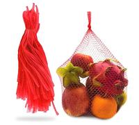 100 Pieces Reusable Nylon Mesh Net - Fruit and Vegetable Storage 24"L - Seafood Boil Bags Red Mesh Net Bag Small Netting for Produce Ideal for Onion Potato Garlic Storage Shellfish Crab Crawfish Sacks