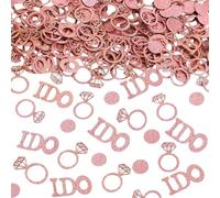 100 Pieces Rose Gold Wedding Table Confetti - Bride to Be Decorations with Heart Confetti - Elegant Wedding Confetti for Bridal Shower, Engagement Party, Hen Night, Bachelorette Table Decor