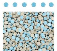 100 Pieces Round Mosaic Tiles for Crafts Bulk, 0.59" Diameter Small Round Mosaic Tile, Assorted Color Glazed Ceramics Tiles for DIY Craft Home Mosaics Project Material Supplies - Light Blue