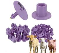 100 Pieces Round Pig Ear Tags with Number 001-1000 Plastic Precision Animal Identification Ear Tags Suitable for Cattle, Horses, Dogs, Pigs and Goat Farm Management Purple 101-200