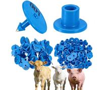 100 Pieces Round Pig Ear Tags with Number 001-1000 Plastic Precision Animal Identification Ear Tags Suitable for Cattle, Horses, Dogs, Pigs and Goat Farm Management Blue 701-800
