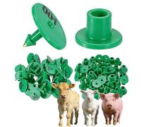 100 Pieces Round Pig Ear Tags with Number 001-1000 Plastic Precision Animal Identification Ear Tags Suitable for Cattle, Horses, Dogs, Pigs and Goat Farm Management Green 101-200