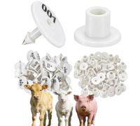 100 Pieces Round Pig Ear Tags with Number 001-1000 Plastic Precision Animal Identification Ear Tags Suitable for Cattle, Horses, Dogs, Pigs and Goat Farm Management White 701-800