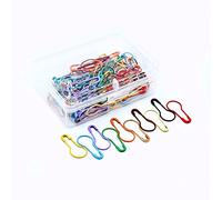 100 Pieces Safety Pins, Bulb Stitch Markers 10 Colors Assorted Metal Calabash Pins Pear Shape Knitting Pins for Crocheting Clothing Tag DIY Craft Project with Storage Box