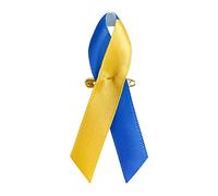 100 Pieces Satin Down Syndrome Awareness Ribbon with Safety Pins Blue & Yellow Ribbons 1.4 x 3 inch