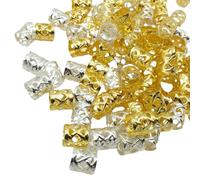 100 Pieces/Set Mix Colour Trendy Hair Braid Dread Dreadlock Beads Clips Cuffs Rings Jewellery Dreadlock Clasps Accessories for Braids for Girls for Large Holes Gold