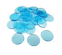 100 Pieces/Set Plastic 19 mm Chips Multi Color Markers Fun Family Club Children Game Supplies Counting Math Toys, Transparent lake blue