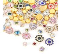 100 Pieces Sew on Rhinestones Crystals Glass Metal Base Sewing Flower Claw Mixed Size 8mm 10mm 12mm 14mm Sunflower Sew on Rhinestones for Clothes Shoes Earring Belt Crafts DIY Sewing Accessories
