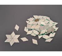 100 Pieces, Silver Glass Mirror Tiles, Diamond Shape, Size 1 x 2 cm, 2 mm Thickness, Art & Craft