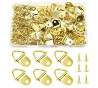 100 Pieces Single Punched Hooks Comfortable Triangles D-Rings with Screws for Photo Hanging