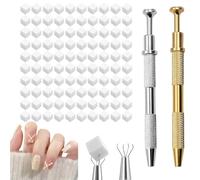 100 Pieces Soft Nail Sponges for Ombre, 2 Gripper Pens, Aura Manicure Nail Art Tools (Silver+Gold) for Perfect Gradient Nails and Creative Designs