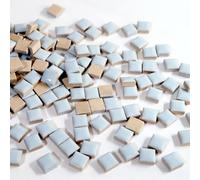 100 Pieces Square Mosaic Tiles for Crafts Bulk, 16 Colors Ceramic Pieces, 12mm Stained Tiles for Projects Home Decor - Light Blue