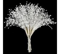 100 Pieces String Pearl Sticks Pearls for Crafts, Artificial Pearls String Beads for Wedding Bridal Flower Bouquet, Wedding Party Table Decor, Corsage, Christmas Garland, DIY Accessories (White)
