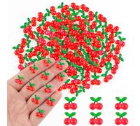 100 Pieces Tiny Cherry for Dollhouse Micro Resin Fruit Decor for Crafts Mini Things for Fairy Garden Micro Landscaping Decoration, Style 2