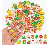 100 Pieces Tiny Christmas Decorations for Dollhouse Micro Resin Decor for Crafts Mini Things for Fairy Garden Micro Landscaping Decoration, Style 3
