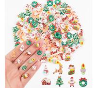 100 Pieces Tiny Christmas Decorations for Dollhouse Micro Resin Decor for Crafts Mini Things for Fairy Garden Micro Landscaping Decoration, Style 2