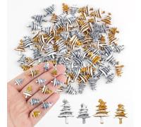 100 Pieces Tiny Christmas Tree for Dollhouse Micro Resin Decor for Crafts Mini Things for Fairy Garden Micro Landscaping Decoration, Snowflake