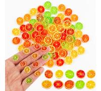 100 Pieces Tiny Lemon Slices for Dollhouse Micro Resin Fruit Decor for Crafts Mini Things for Fairy Garden Micro Landscaping Decoration