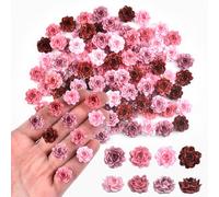 100 Pieces Tiny Peony for Craft Dollhouse Miniatures Soft Resin Flowers for Fairy Garden Micro Landscaping Decoration