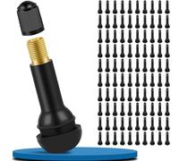 100 Pieces TR414 Tyre Valves, Tire Valves Universal for 11.3 mm Valve Hole, Snap-in Rubber Valves, Auto Valves up to 4.5 bar, Perfect for most Auto, SUV, Truck ect.
