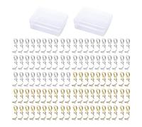 100 Pieces Triangular Earring Hooks, 2 Pieces Transparent Storage Box, Non-Pierced Ear Clips, DIY Jewelry Accessories, Clip-On Earring Converters, Earring Accessories