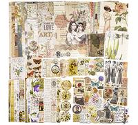 100 Pieces Vintage Ephemera Pack Junk Journal Kit Scrapbook Supplies Decoupage Paper Sticker Material for Art Journaling Bullet Journals Planners Collage Album Crafter Gifts (Retro)