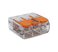 100 Pieces Wago 221-413 Connection Terminal 3 Wires with Lever 0,2-4 qmm Small Design, Transparent