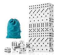 100 Pieces White Dice Set, 16MM Standard Game Dices, Opaque Six-Sided Dice with Pouch, Black Dot Bulk White Dice for Group Event, Board Games, Classroom Math