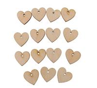 100 Pieces Wood Cutout Shape Unfinished Heart Slice with Hole for Craft 20mm 20mm 100pcs
