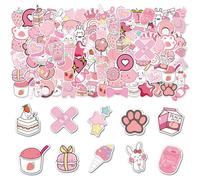 100 Pink Cute Stickers - Creative Graffiti, Girl & Decorative Waterproof Stickers for Gift Wrapping & Decorating