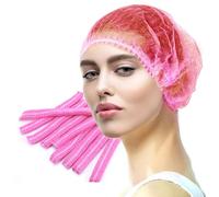 100 Pink Disposable Non-Woven Hairnets, Bouffant Caps, Protective Hair Head Covers, Hair Net, Surgical Cap, Medical Hair Covers