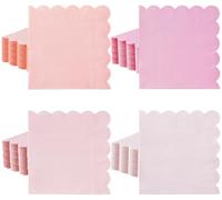 100 Pink Scalloped Cocktail Napkins, 3 Ply 5 x 5 Inch Beverage Napkins Gradient Color Paper Napkins Disposable Luncheon Napkins for Wedding Birthday Party Bridal Anniversary Baby Shower