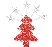 100 Plastic Christmas Bulbs - 5 Star Replacement for Ceramic Trees (4.7 mm, Red)