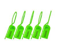 100 Plastic Security Seals Numbered Zip Ties Pull Tite Safety Tags Tear-Off Security Tags Secure Anti-Tamper Tags for Fire Extinguisher, Clothes, Bags (Green)