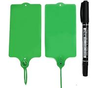 100 Plastic Shipping Tags Water Proof Labeling Writable Shipping Labels Water Proof Marker Ties Hanging Tagger Storage Lable Tags with One Marker Pen(Green)
