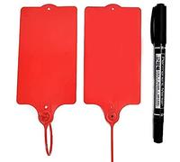 100 Plastic Shipping Tags Water Proof Labeling Writable Shipping Labels Water Proof Marker Ties Hanging Tagger Storage Lable Tags with One Marker Pen(Red)