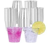 100 Plastic Shot Glasses 30 ml Disposable Shot Glasses Plastic Transparent Crystal Clear Strong Durable Hard Plastic Shot Cups Shatter Proof Reusable for Dessert Wine Juices