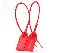100 Plastic Tamper Seals, Numbered Zip Ties for Fire Extinguisher Pull Tite Security Tags Disposable Self Locking Signage 250mm (Red)