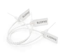 100 Plastic Tamper Seals Zip Ties for Fire Extinguishers Pull Tight Security Seal Tags Numbered Disposable Self-Locking Tie 250mm Length (White)