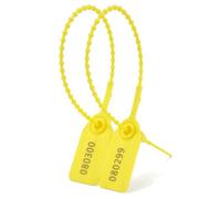 100 Plastic Tamper Seals Zip Ties for Fire Extinguishers Pull Tight Security Seal Tags Numbered Disposable Self-Locking Tie 250mm Length (Yellow)