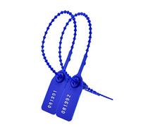 100 Plastic Tamper Seals, Zip Ties for Fire Extinguishers Pull Tite Security Tags Numbered Disposable Self-Locking Tab (DarkBlue)