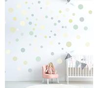 100 Points Wall Decal for The Children's Room - Wall Sticker Set - Pastel Colors, Points to Stick on Wall Sticker Wall Decoration - Wall Film, Toddlers, Green - Cream Yellow - Cadet Blue