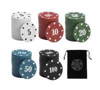 100 Poker Chips with 1 Storage Bag, Game Scoring Chips, Five Color Chip Set, Math Counter, Board Game Scoring Chips, Interactive Toy Chips, Party Game Props